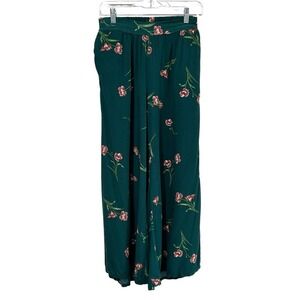 Jaase emerald green floral wide leg pants women’s size small
